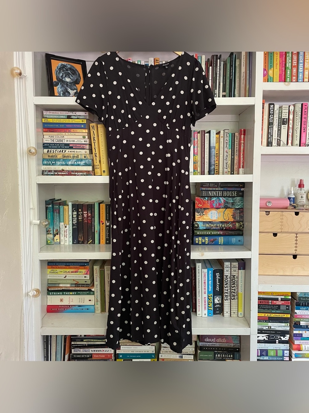 Madewell Flutter-Sleeve V-Neck Midi Dress in Polka Dot